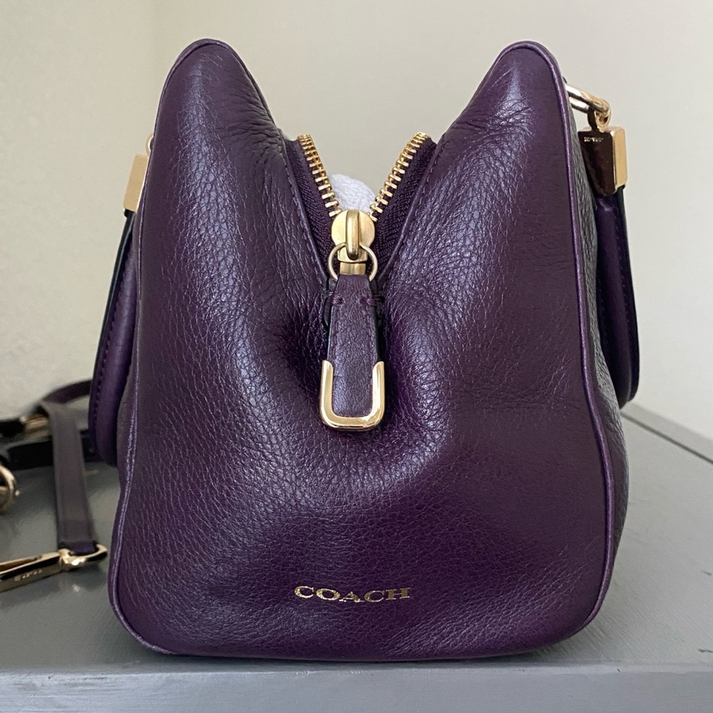 Coach Madison Mini Satchel in Purple Pebbled Leather and Shoulder Strap - Picture 3 of 10